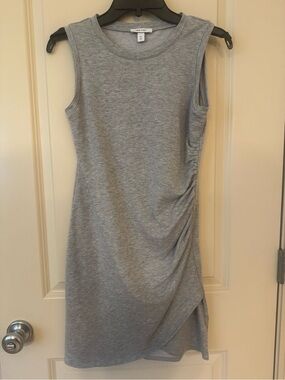 Nine West Light Gray Sleeveless Midi Dress with Side Ruching
